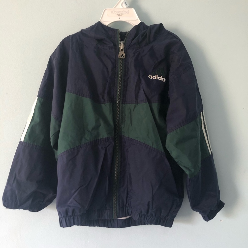 Adidas Boys Hooded Windbreaker Jacket Small